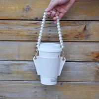 coffee bubble tea cup sleeve with crossbody chain pu leather beverage soda tote bag insulated mup bag water bottle hanging