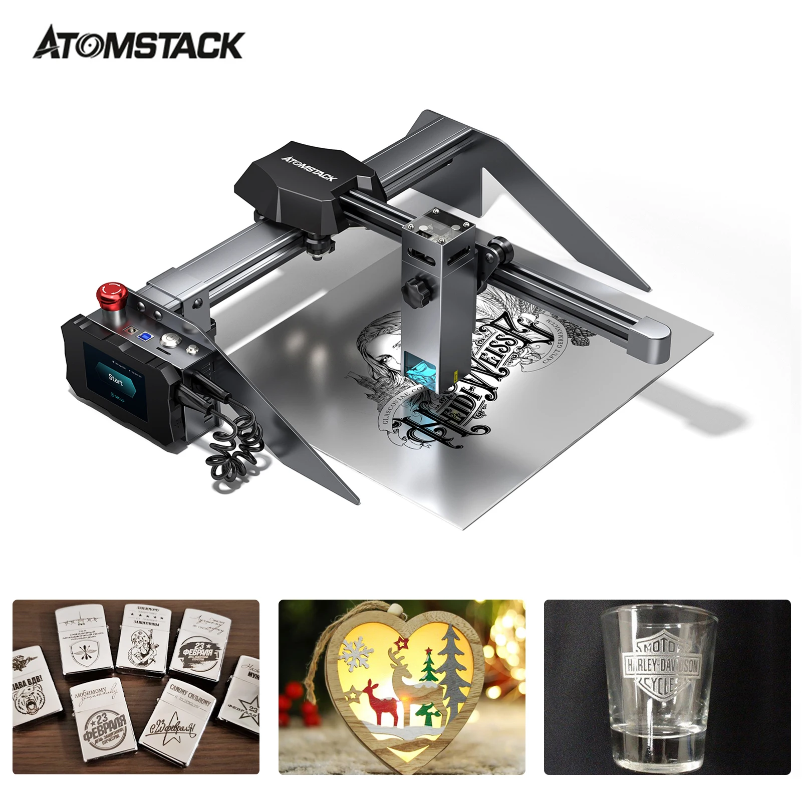 

ATOMSTACK P9 M50 CNC Desktop Laser Engraving Cutting Machine 220*250mm Engraving Area Engraver Fixed-Focus Laser Eye Protection