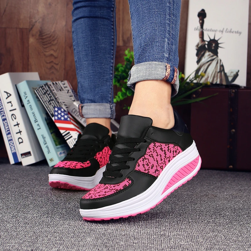 Shake Shoes for Women Platform Running Sneakers Thick Bottom Wedges Sneakers Lightweight Lace Up Platform  Increasing Height