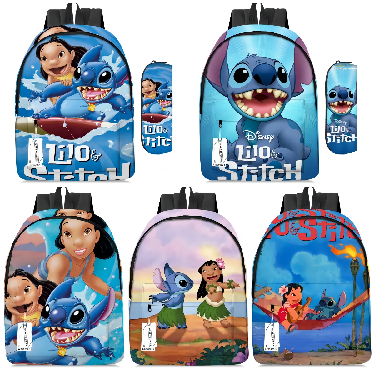 

2pcs Lilo Stitch Colorful Backpack with Lunch Bag for Women Student Teenagers Rucksack Casual School Bags Sets