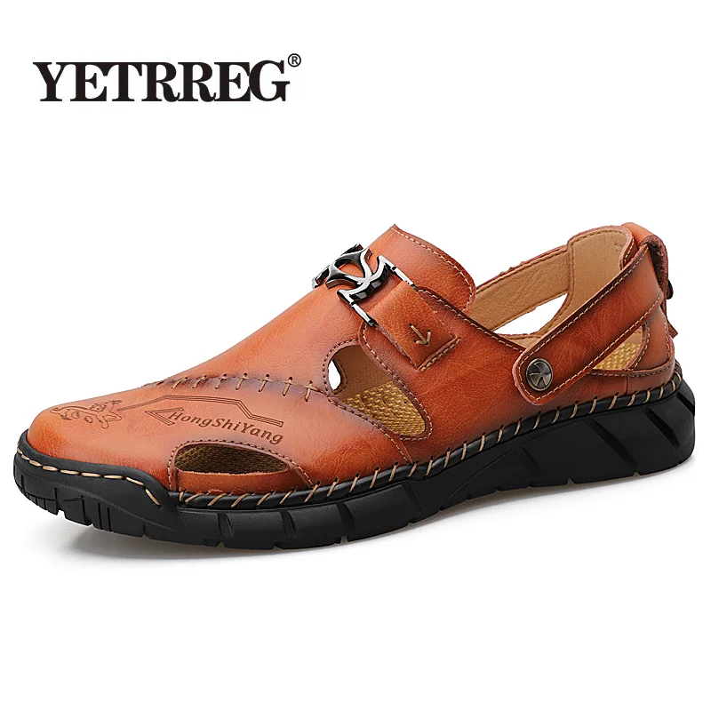 

Мужские сандалии из натуральной кожи; Брендовые классические сандалии; Летние мужские пляжные шлепанцы; Легкие сандалии; Модные кроссовки