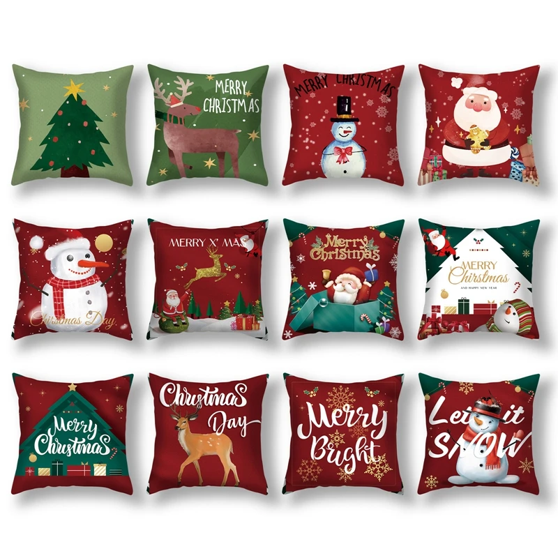 

45 см Рождественский чехол для подушки, Рождественский Декор для домашнего дивана 2023, Рождественское украшение, наволочка, Рождество, Новый ...