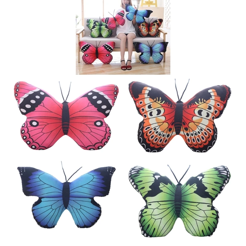 

Colorful 3D Butterfly Pillow Decorative Animal Throw Pillow Stuffed Cushion Bed Bedroom Couch Pillows Toy Decor Dropship