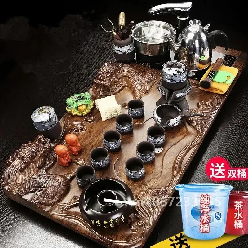 Поднос для чая из цельного дерева фиолетовый песок чайный сервиз кунг-фу