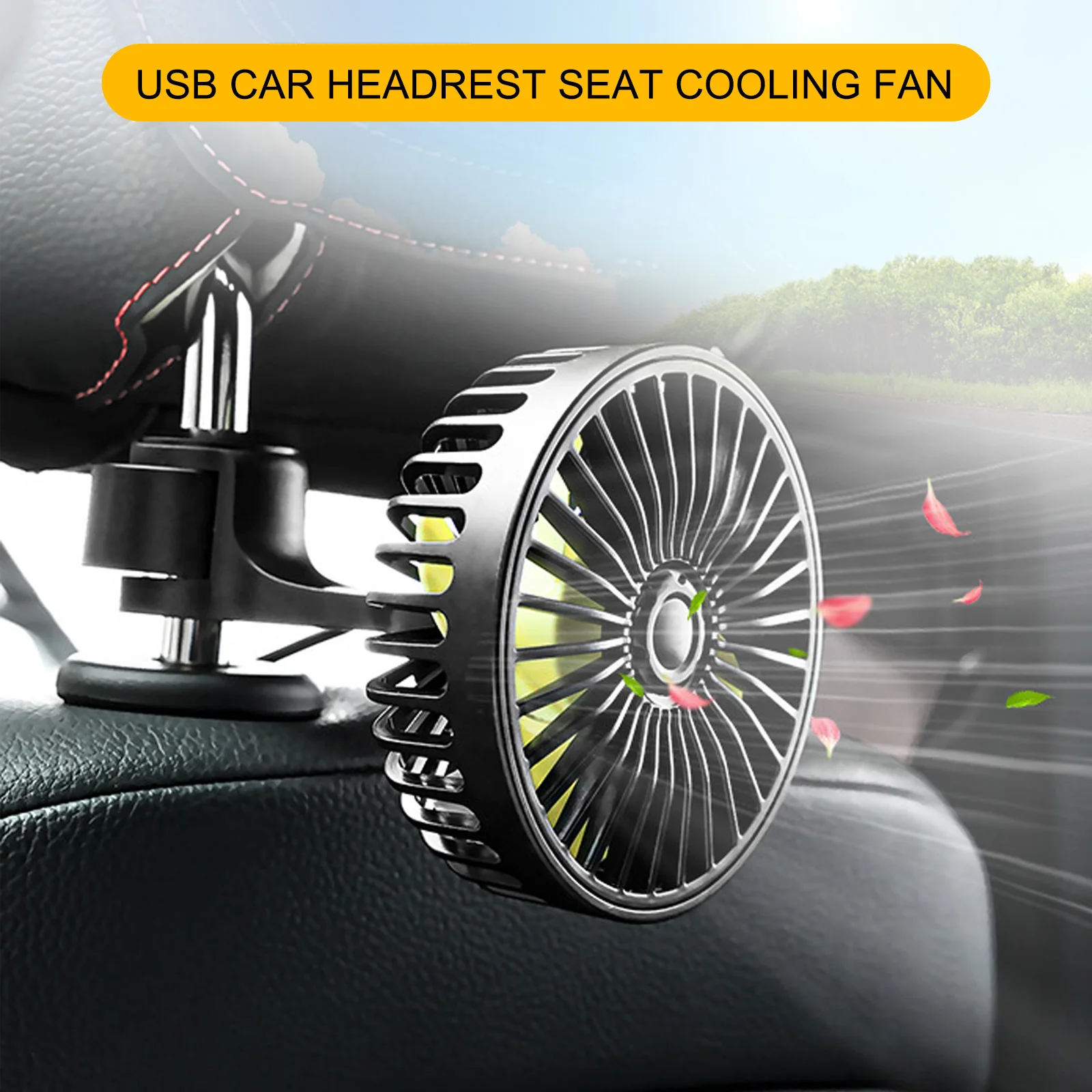 Universal Car Fan Car Back Seat Headrest 3 Speeds 5V USB Fan with Switch Air Cooling Fan for Car Truck SUV Boat Summer Cooler