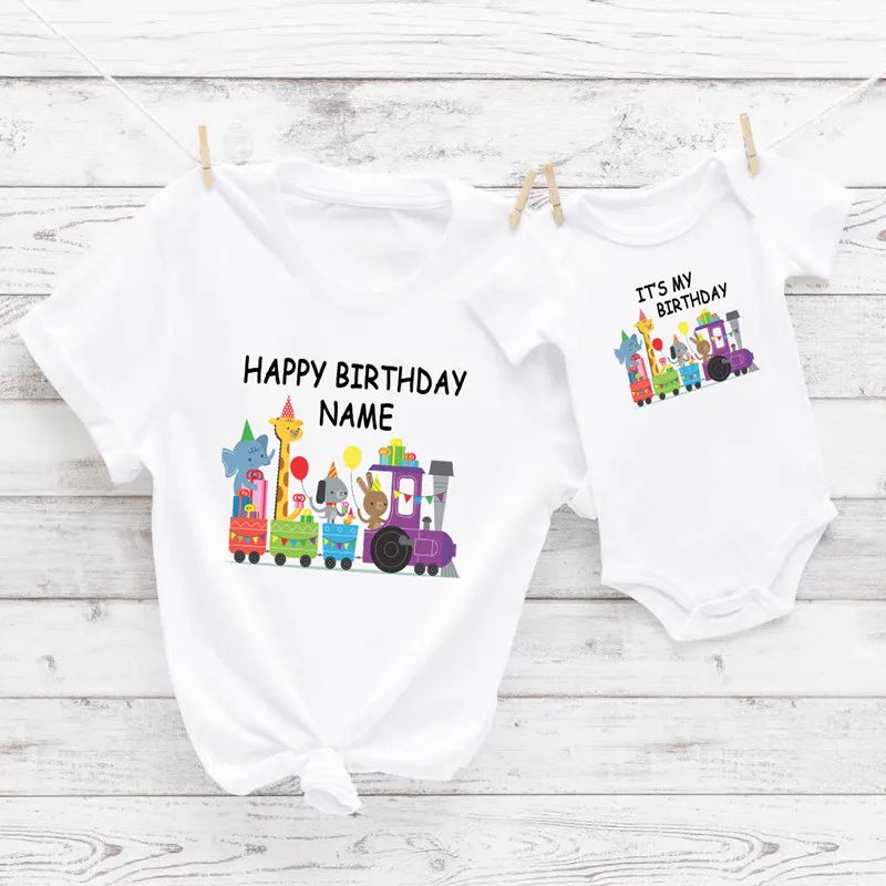 Одинаковая семейная одежда на день рождения футболка с именем заказ