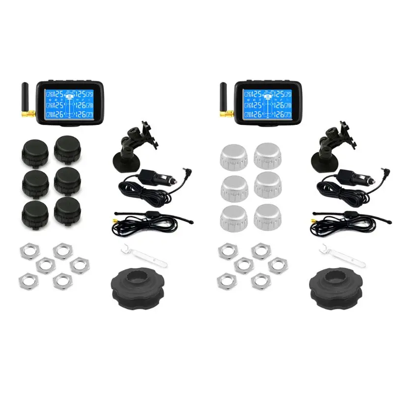 

U901 Auto Truck TPMS Car Wireless Tire Pressure Monitoring System with 6 External Sensor Replaceable Battery LCD Display