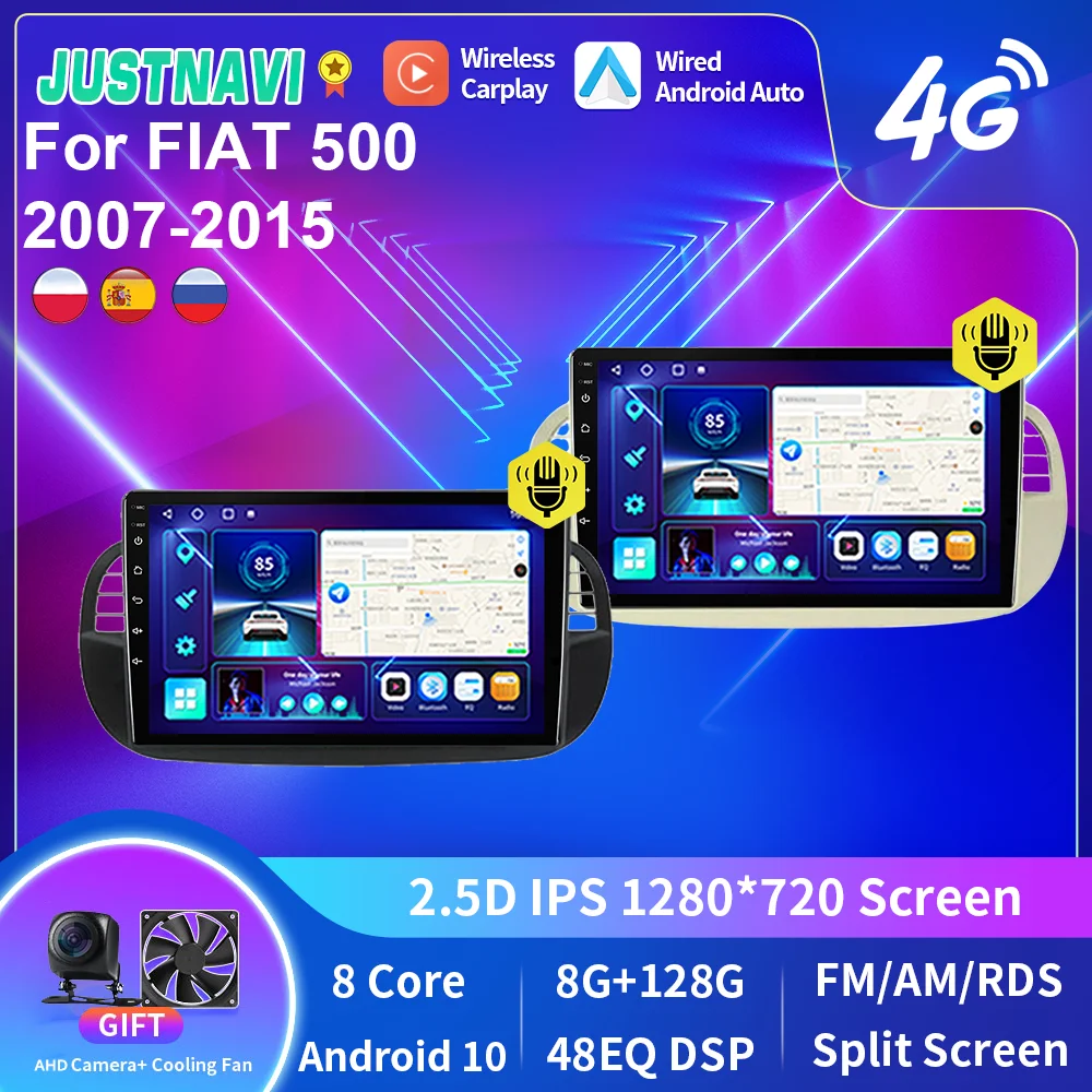 

Автомагнитола JUSTNAVI, стерео, Android, мультимедийный плеер для FIAT 500 2007-2015 Carplay, GPS-навигация, видео, DSP, Авторадио, аудио, RDS