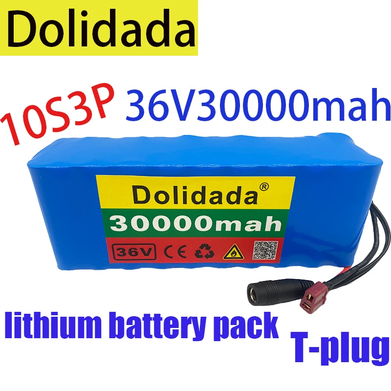 

New 10S3P 36V 30Ah T-plug 500W high power capacity battery pack 30000mAh electric bicycle bicycle scooter BMS