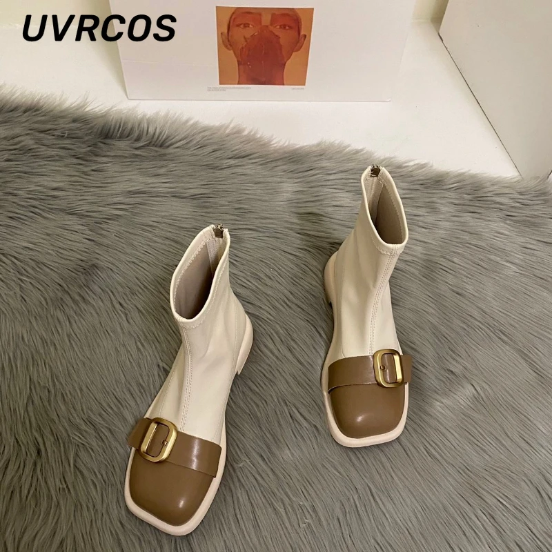 

Женские ботинки на толстой подошве, мягкие кожаные ботинки на толстом каблуке, короткие ботинки на плоской подошве, универсальные модные однотонные ботинки в британском стиле