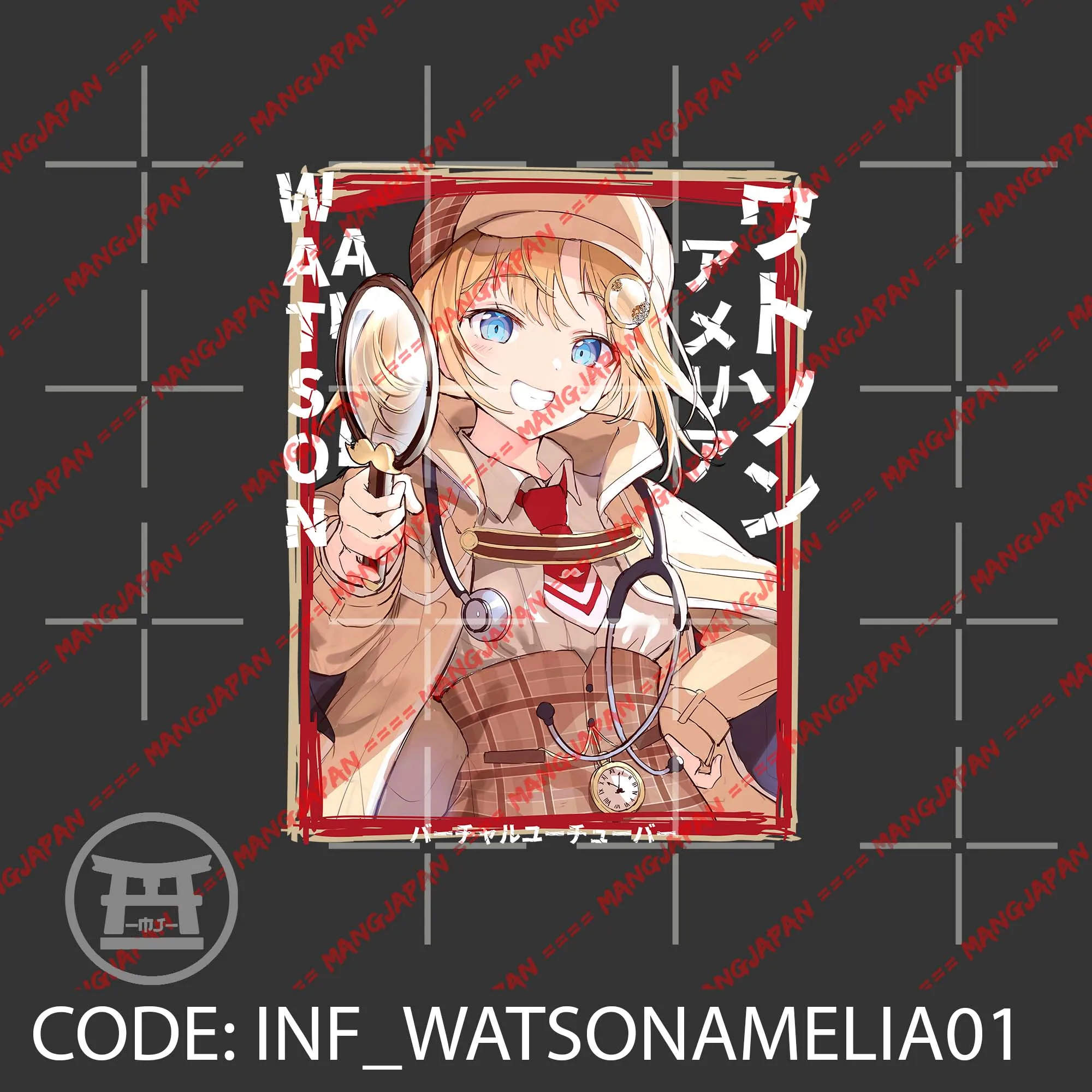 Футболка distroanime vtuber Ватсон Амелия ме-HOLOLIVE ENG 100% хлопок чесаный 30s