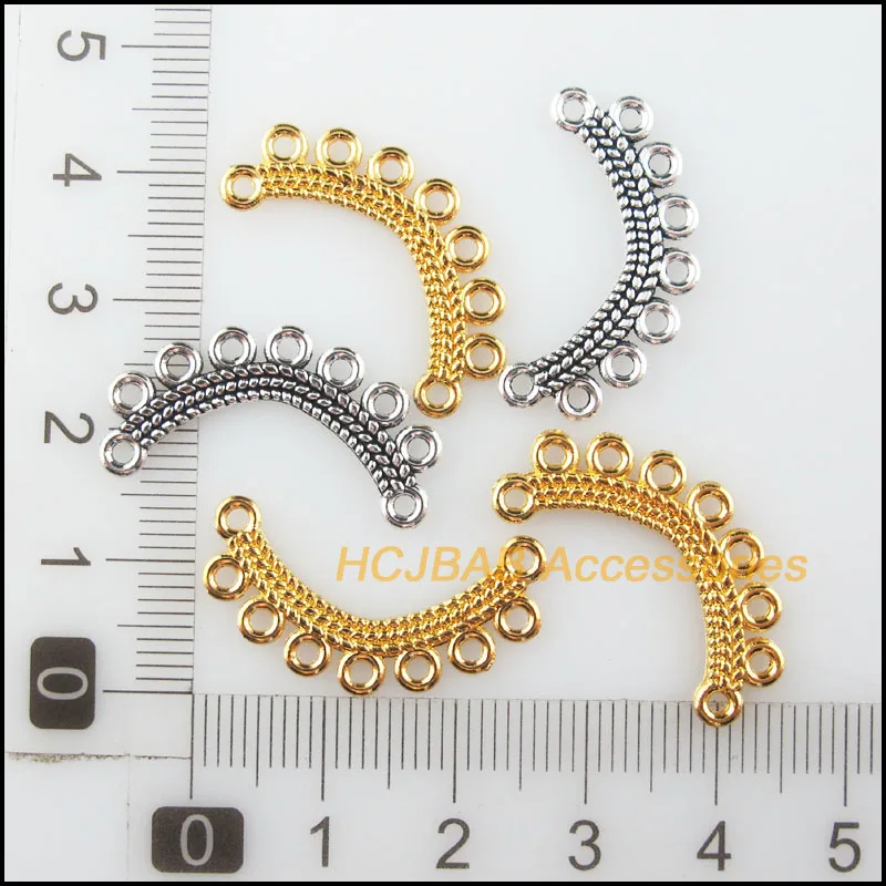 Шармы HCJBAB цветочные и лунные позолоченные/посеребренные 35 шт.