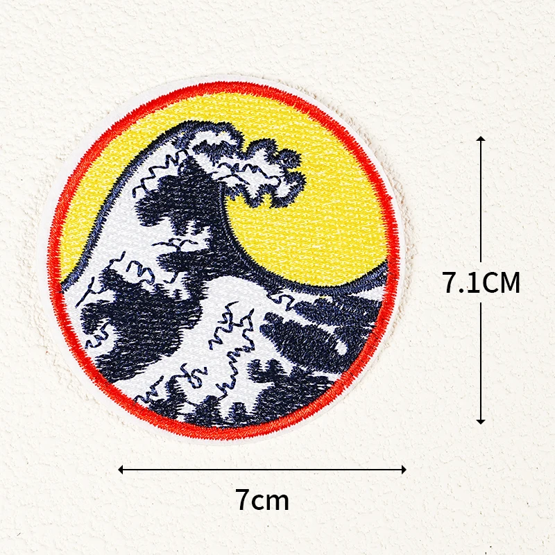 Японские волнистые и восходящие с утюгом нашивки океанская тема вышитая одежда