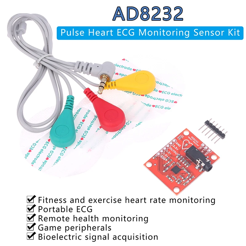 

1Set* AD8232 ECG Physiological Measurement Heart Pulse Single Lead Heart RateMonitor Sensor Module For Arduino UNO R3 Diy Kit