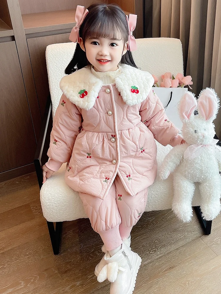 Зимняя одежда для маленьких девочек 4. Одежда на хлопковой подкладке. Комплект