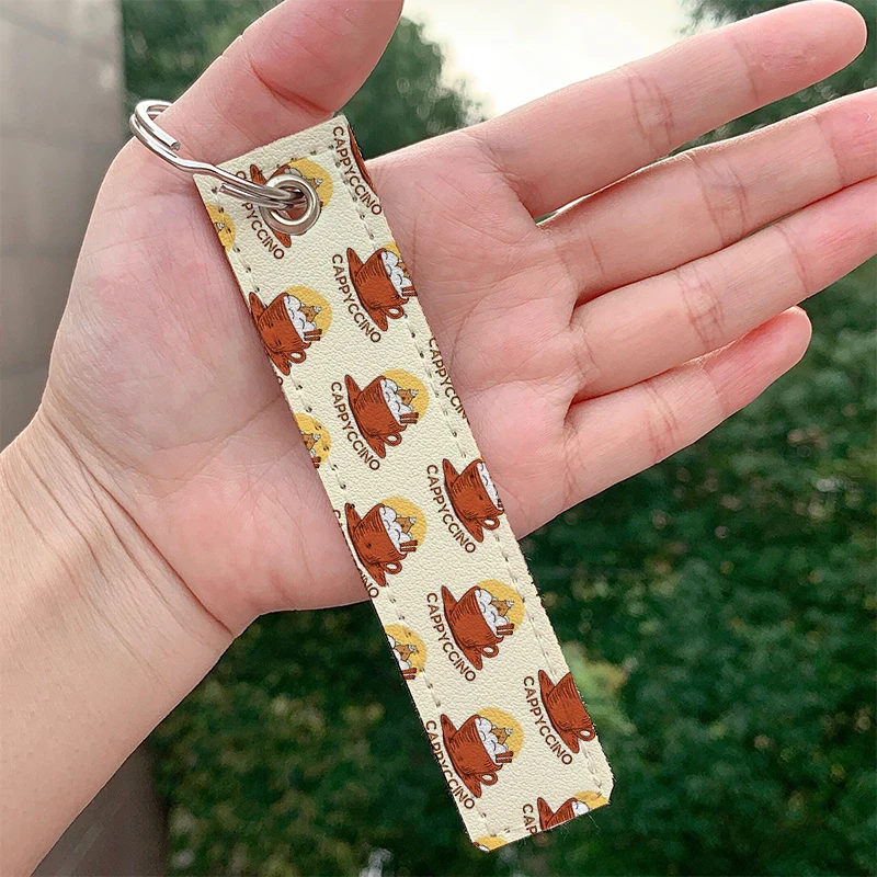 

Fashion Capybara Cappyccino Capybara Keychain Keyrings Hanging Holder Bag Car Wallet Trinket Keychain Hanging Bag Accessories
