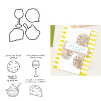 cheese cookie pudding wine cutting dies thanks for pudding up with me words clear silicone stamps set diy paper cards craft 2022