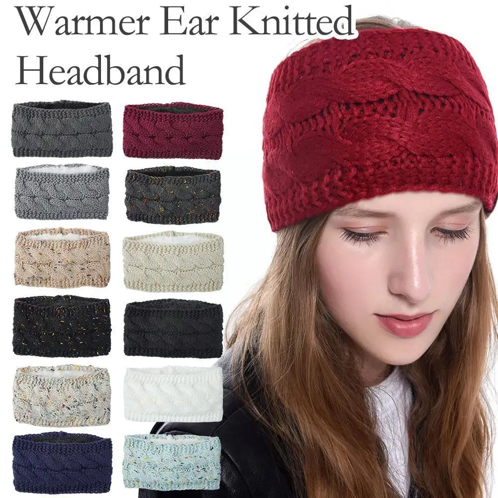

Fashion Women Fuzzy Fleece Headband Winter Ear Warmer Thick Warm Stretch Soft Knitted Headband Headband Headwear Beanie Sku W7Y3