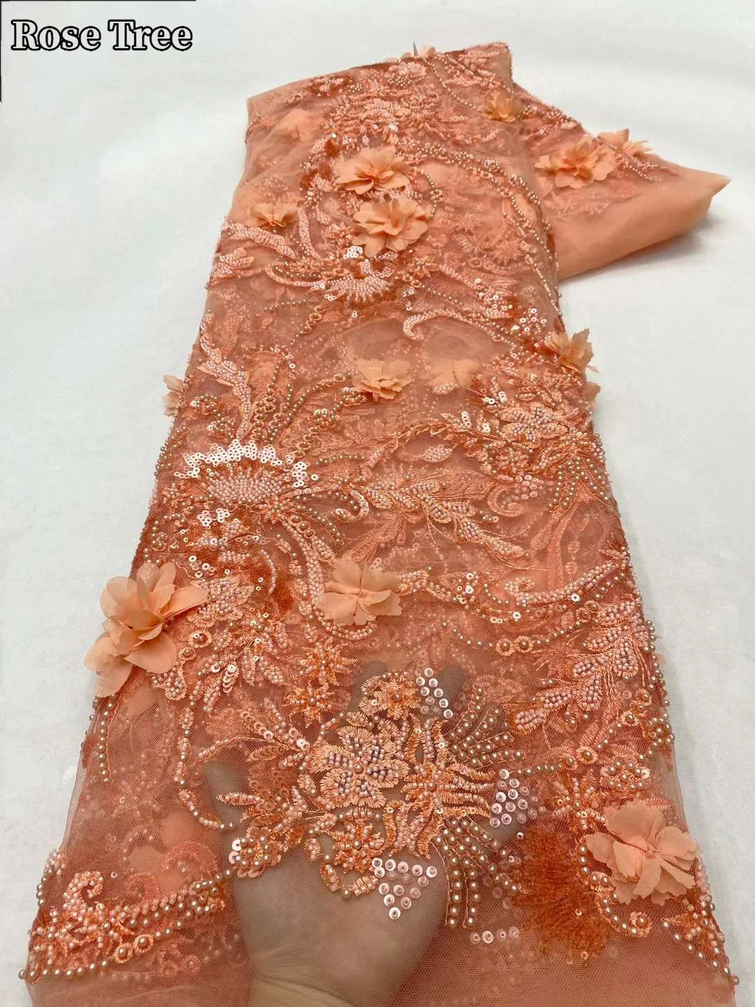 3D Цветочная сетчатая кружевная ткань 2024 Высококачественная африканская