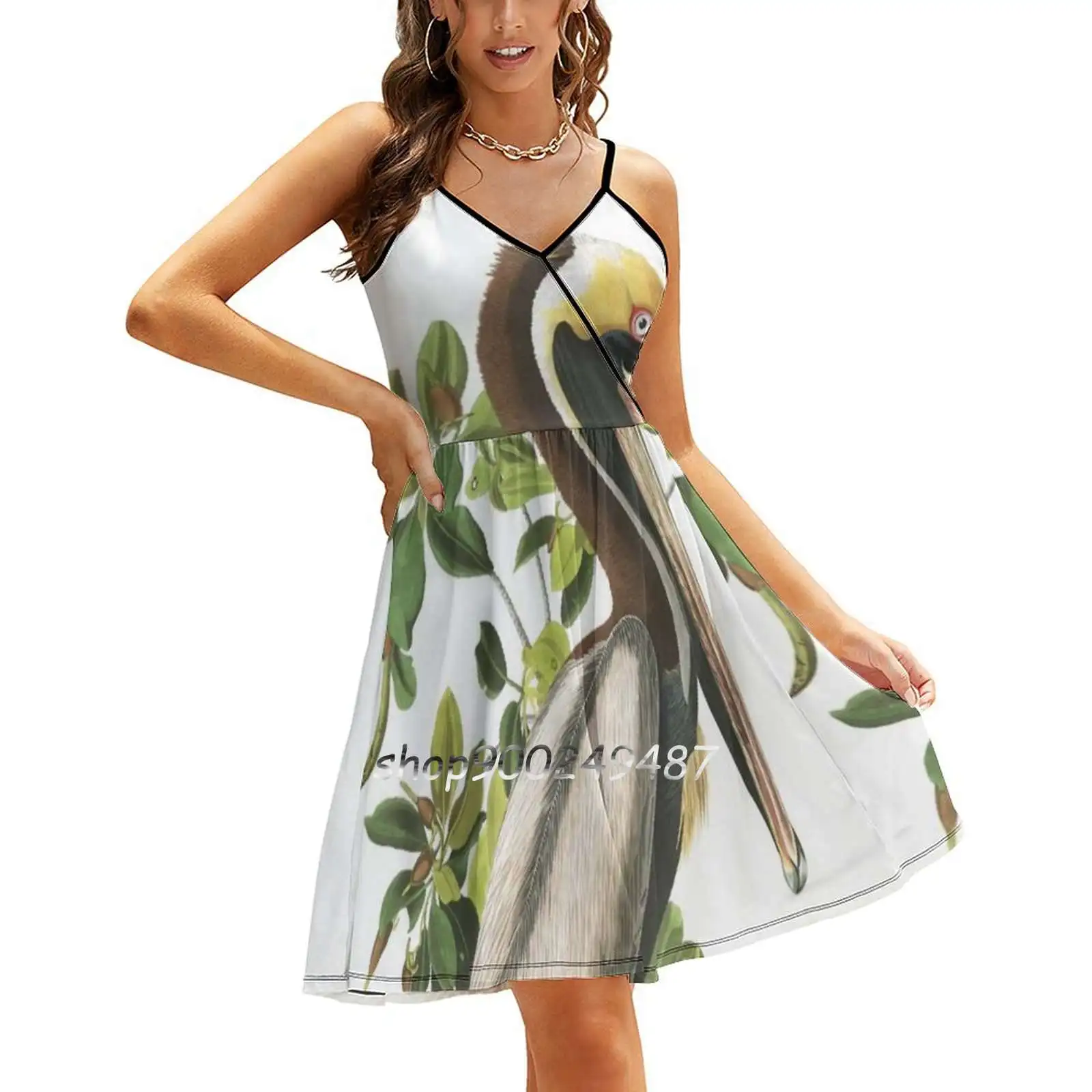 Коричневые сексуальные платья Pelican-John James Audubon с длинными рукавами для женщин 2022