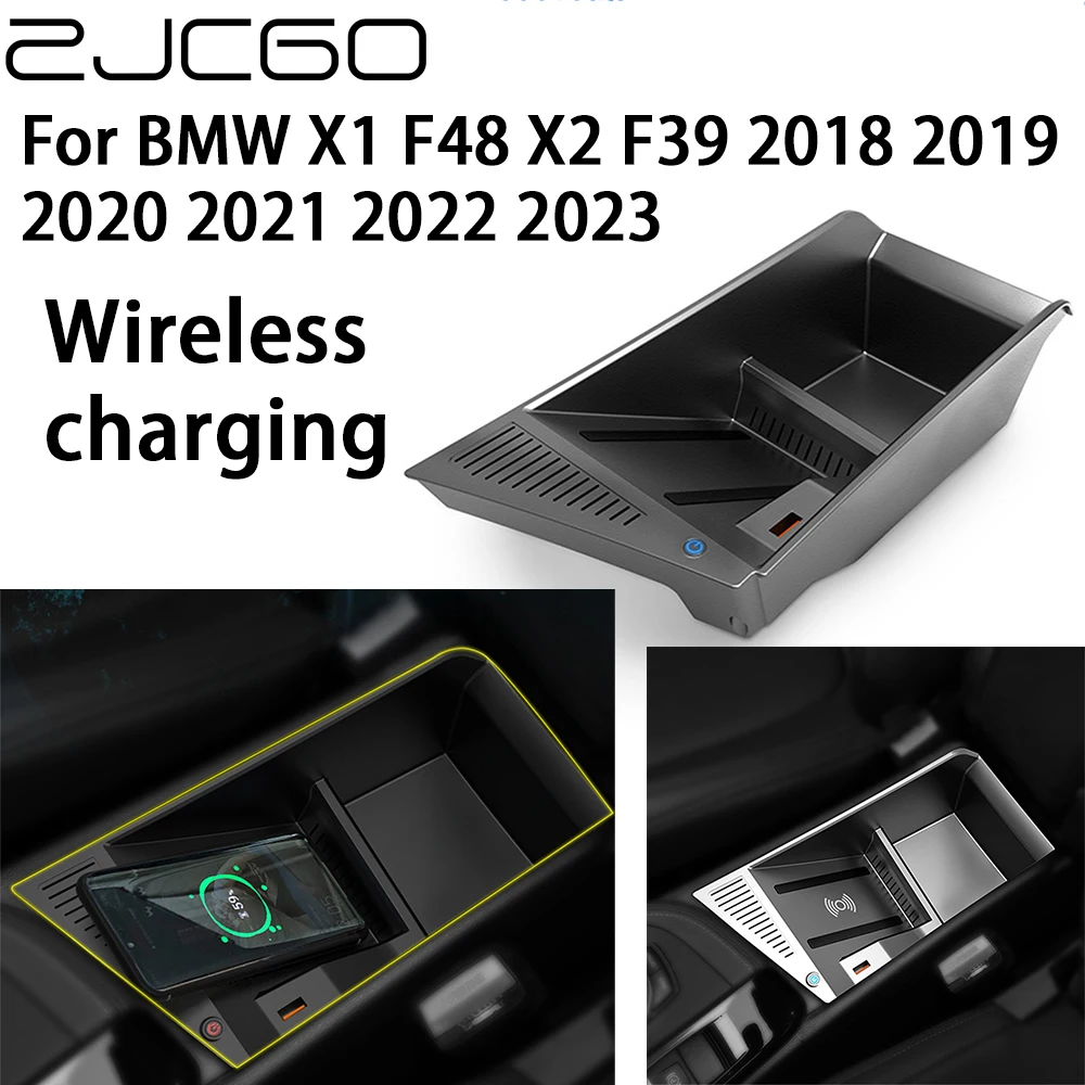 ZJCGO 15W Car QI Mobile Phone Fast Charging Wireless Charger for BMW X1 F48 X2 F39 2015 2016 2017 2018 2019 2020 2021 2022 2023