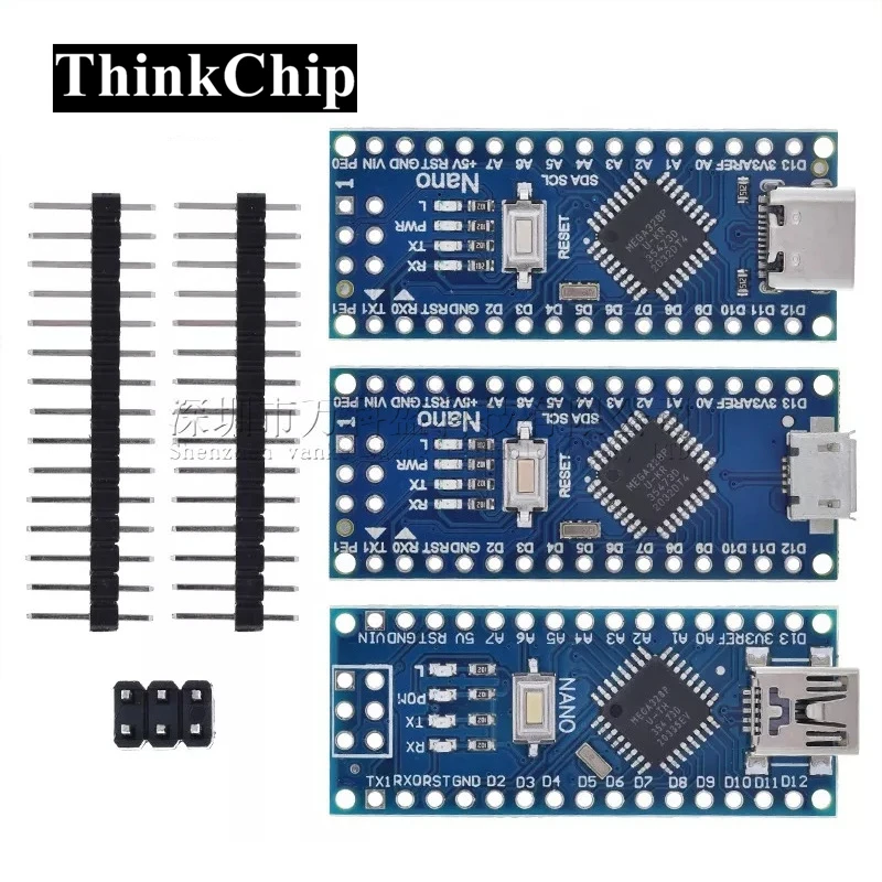 Фото Nano V3.0 с Загрузчиком совместимый контроллер Nano для arduino CH340 USB драйвер 16 МГц ATMEGA328P Mini / Type-C / Micro USB №2