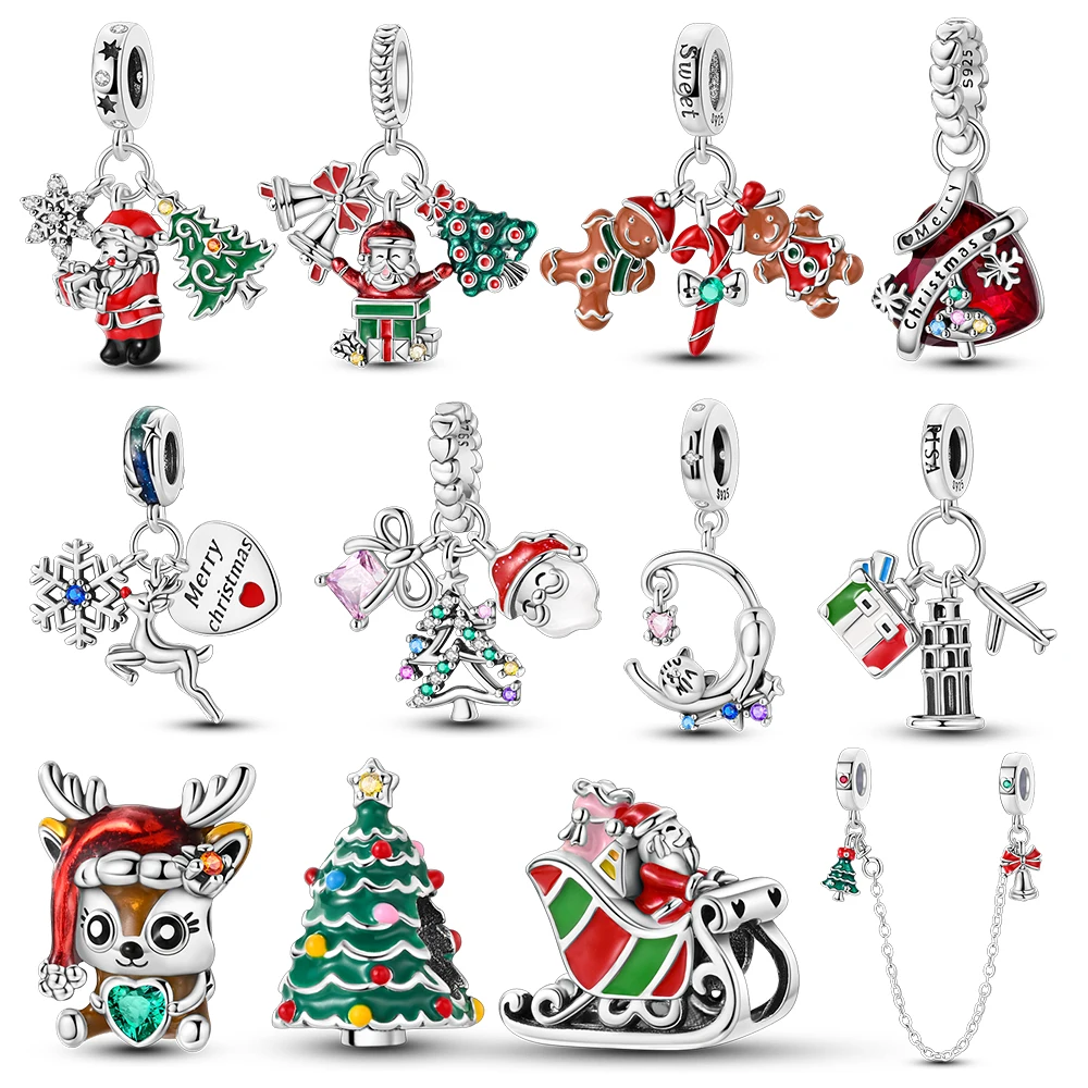 Стерлингового серебра 925 пробы Санта-Клаус деревья снеговики элли колокольчики и