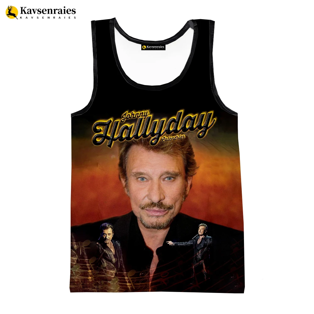 2023 Fashion Johnny Hallyday 3D Printed Tank Top Men Summer Casual Tank Tops Hip Hop Streetwear Oversized Tops Men's Clothing images - 6