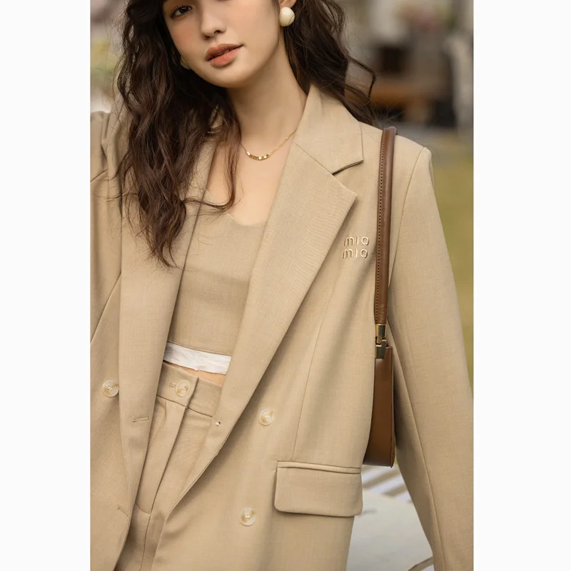 MISHOW Women's Blazers 2023 Spring Korean Embroidery Letter Single Breasted Female Coats Aline Skirt Patchwork Vest MXC11W0939