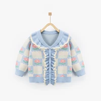 sweet knitted cardigan spring and autumn 2022 new baby girl cozy sweater cotton coat double layer keep warm