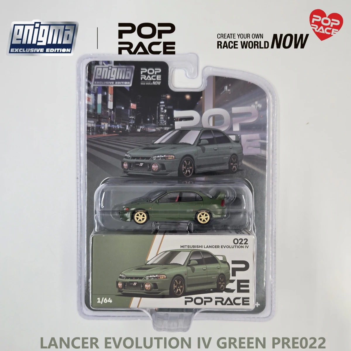 Фото Блистерная упаковка Pop Race PRE022 1:64 Lancer Evolution IV Green Enigma Эксклюзивная коллекционная модель автомобиля из сплава JDM Седан №2