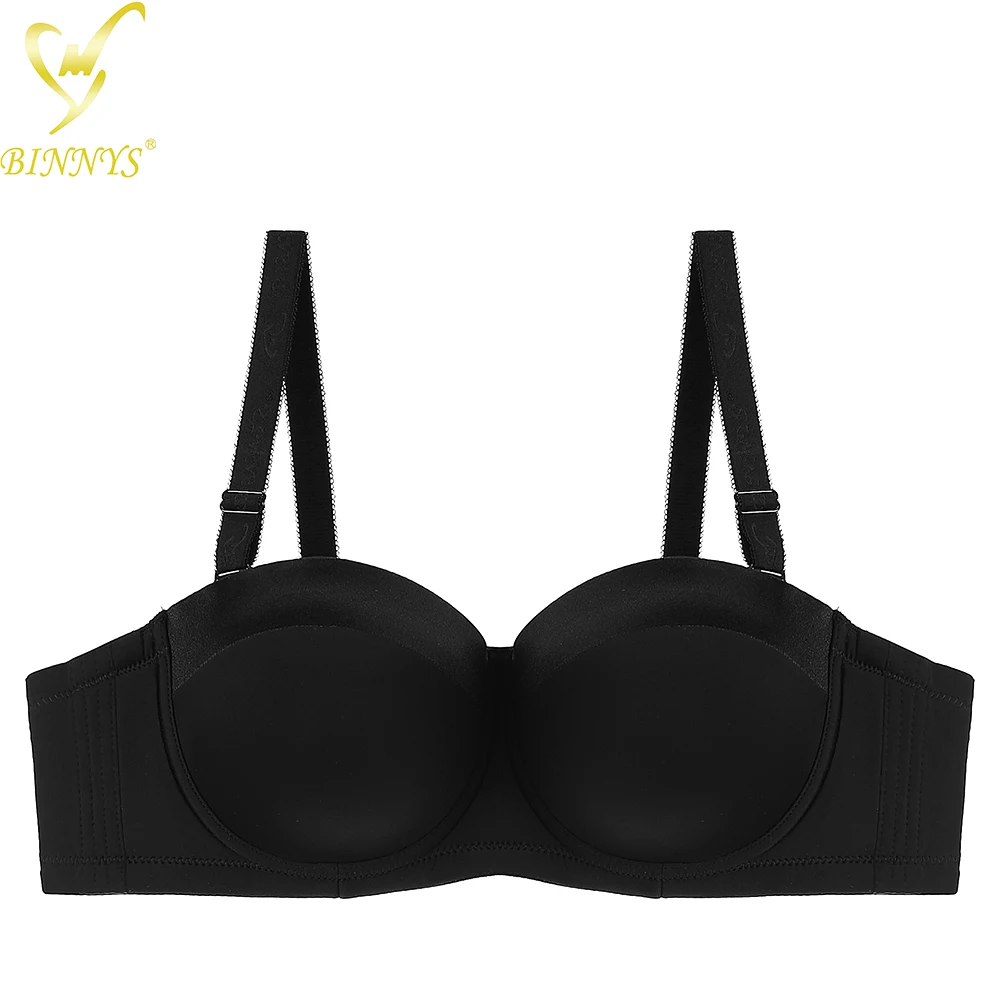 BINNYS Women's Sexy Strapless Bra Half Cup C Cup Underwear Female Silicone High Quality Ladies Underwire