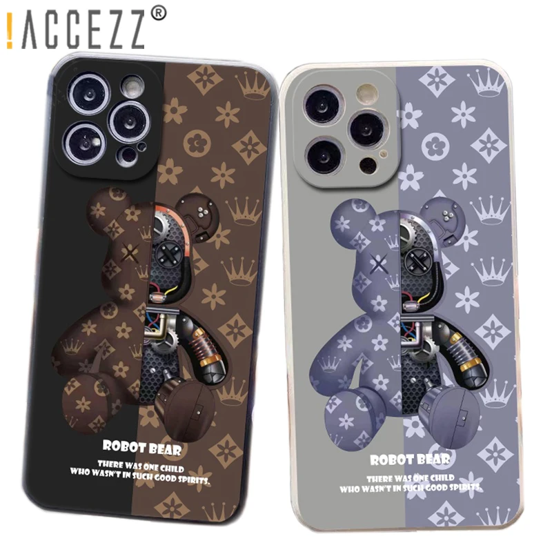 

!ACCEZZ Luxury Phone Case For Apple iPhone 13 12 11 Pro Max X XS 6S 6 7 8 Plus Back Cover Liquid Silicone Shockproof Soft Shell