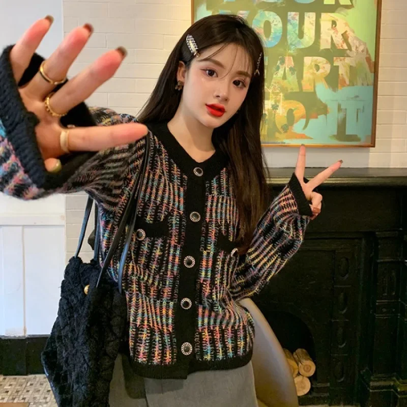 Осень 2024 новая женская одежда элегантная вязаная куртка в светском стиле