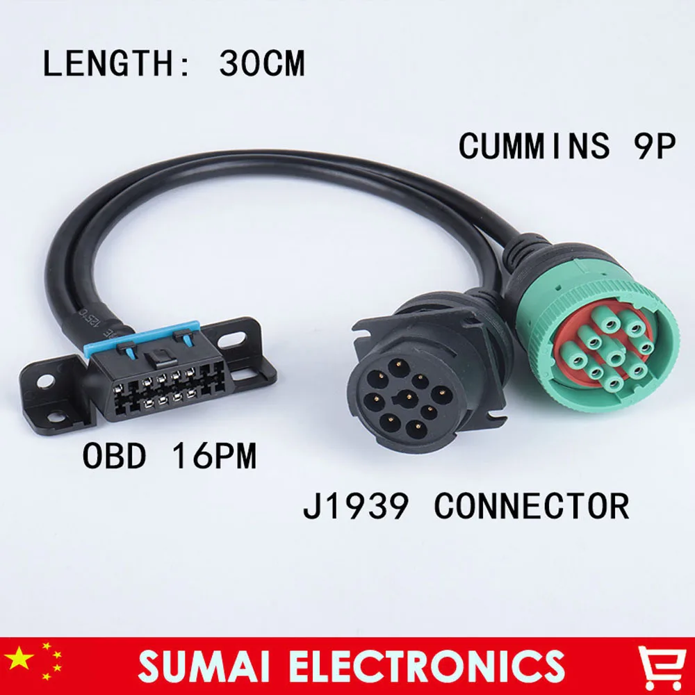 

SAE J1939 9Pin Штекерный разъем для тяжелых грузовиков, OBD 16-контактный 9-контактный разъем с кабелем 30 см для Cummins BMW,OBD2 и т. д.