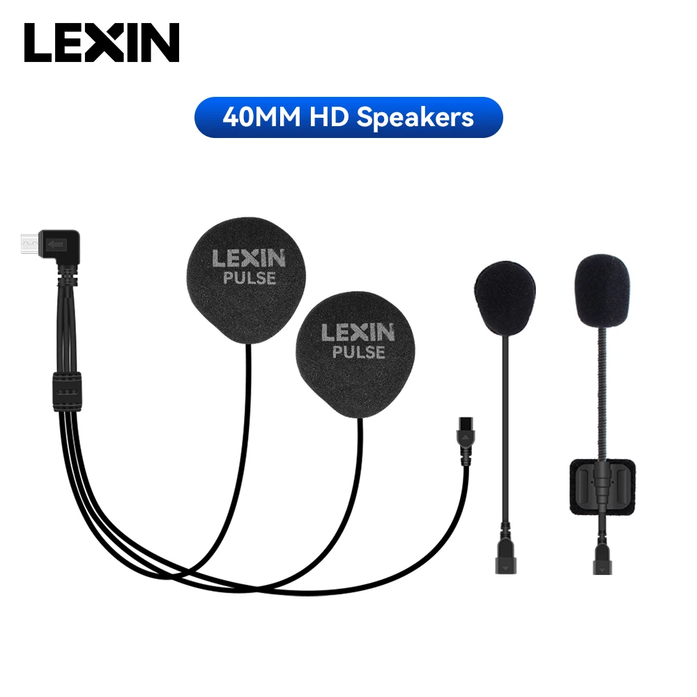 

Гарнитура и зажим LEXIN-MeshCom mesh intercom 40 мм, набор наушников для полного/полушлема с улучшенной функцией шумоподавления