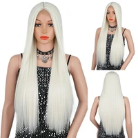 monixi synthetic long straight wig ombre blonde wigs for women natural hairline middle part black brownred wig