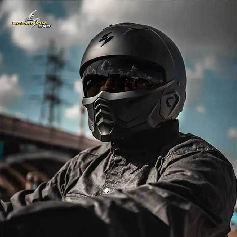 Мотоциклетный шлем USA Scorpion Exo-Combat II одобренный ECE DOT съемный в стиле ретро анфас Cascos