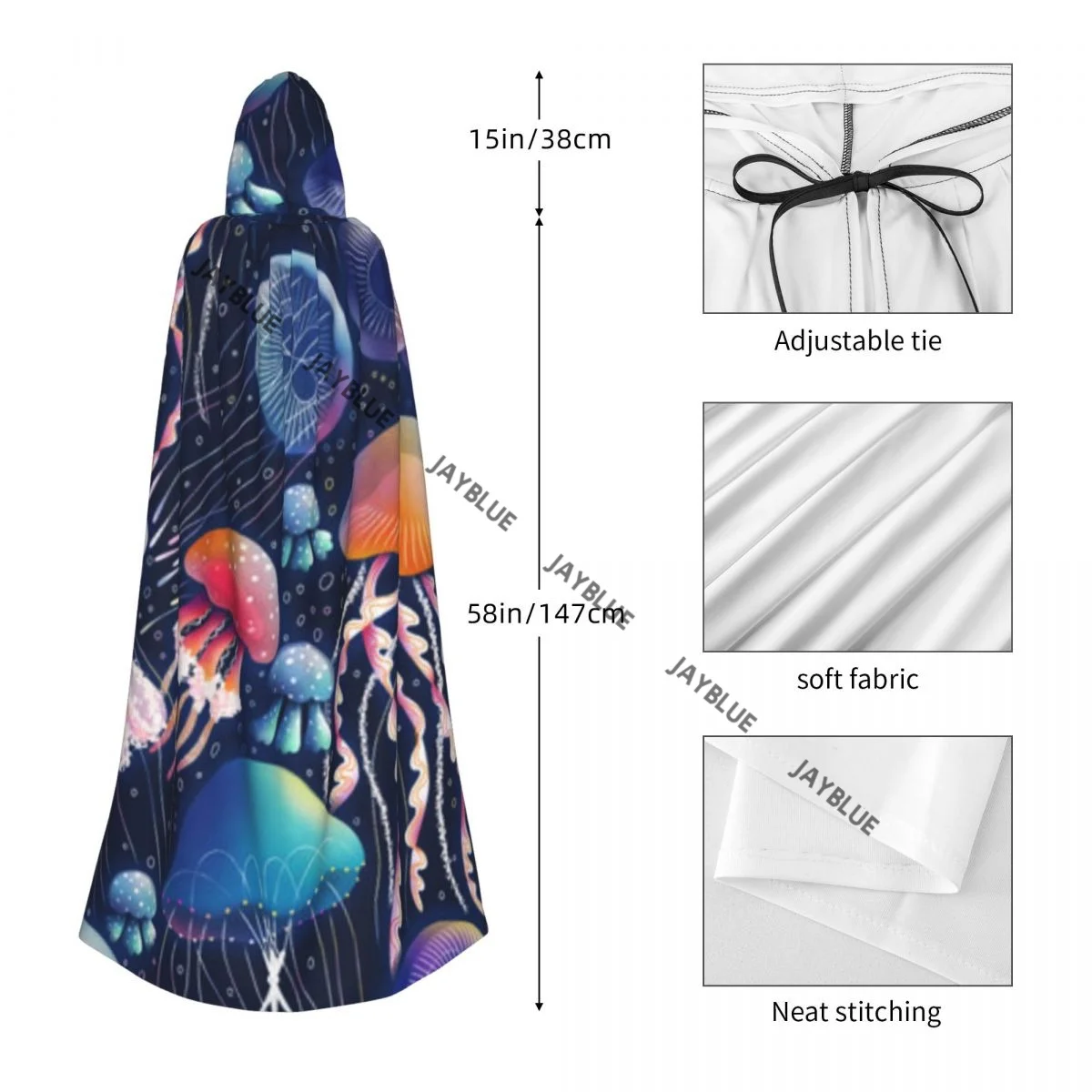 Унисекс взрослый медуза биолюминесцентные морские существа плащ с капюшоном
