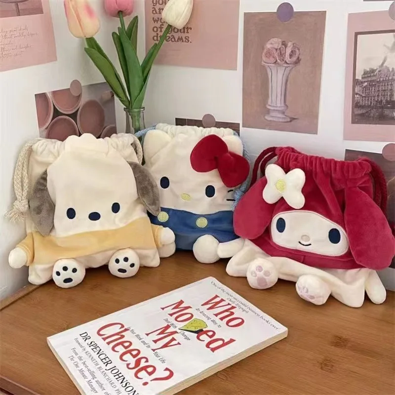 

Sanrio тканевые карманы Милая Hello Kitty сумка для хранения мелодии портативная косметичка для девушки милые детские подарки на день рождения