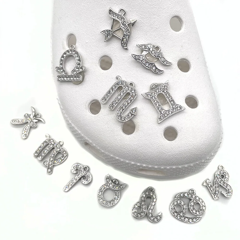 

Crystal Diamond Twelve Constellations shoe Charms Croc shoe Accessories Clog Shoe Decoration Charm for women's Croc jibz gifts