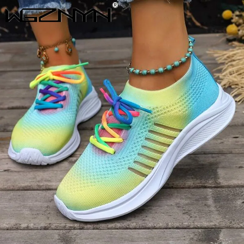 

Women Sneakers Casual Shoes Comfortable Mesh Lace-Up Ladies Sport Shoes Wedges Chunky Women's Vulcanized Shoes Females Sneakers