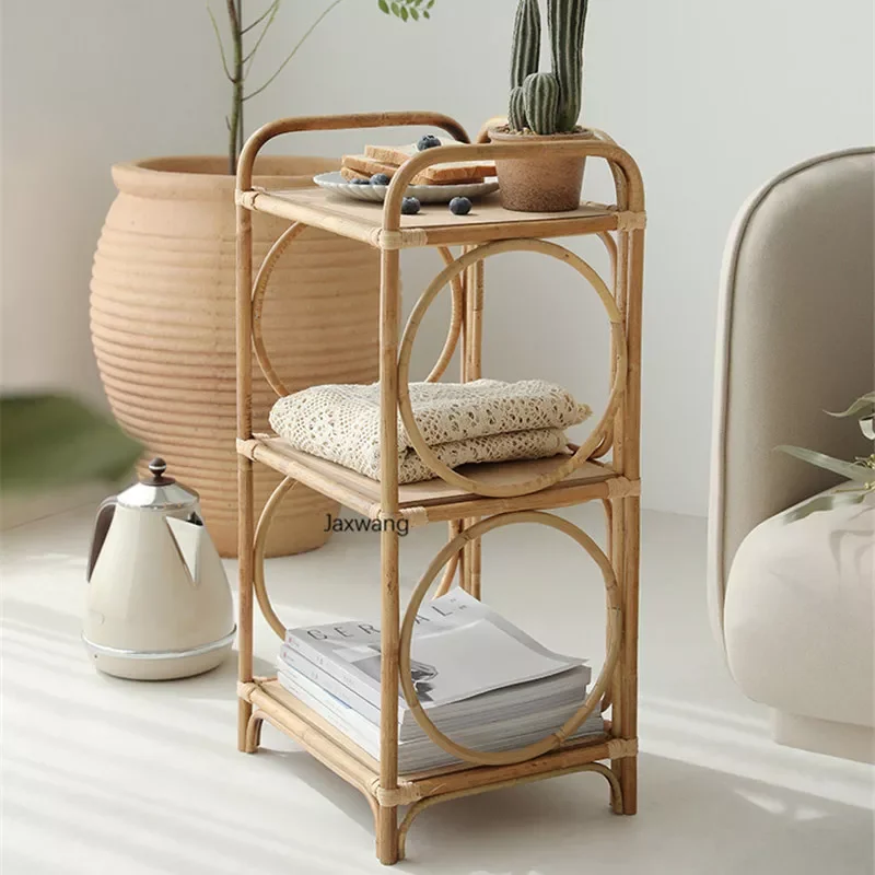 

Nordic Restaurant Apartment Kitchen Islands Creative Living Room Rattan Trolleys Dormitory Bathroom Three-layer Storage Tables T