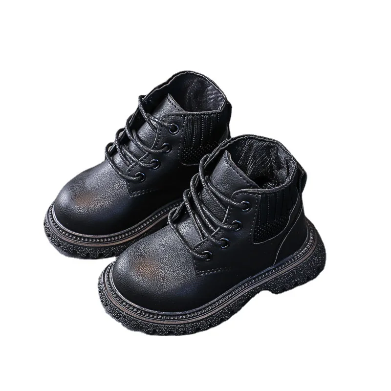 Fashion Boots New Girls Boys Fashion Leather Boots 2021 Children Soft Bottom Single Boots Winter Warm Kids Comfortable Boots enlarge