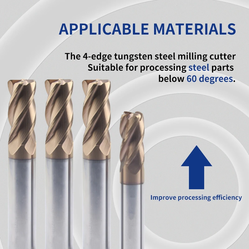 HRC62 Угловые круглые концевые фрезы 4 края 0 2 мм 5 r2мм фреза из вольфрамового сплава