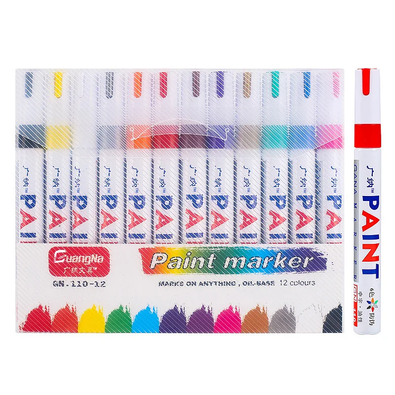 

12Pcs White Paint Pens Markers Never Fade Quick Dry and Permanent, Oil-Based Waterproof Set for Rocks Painting Fabric Plastic