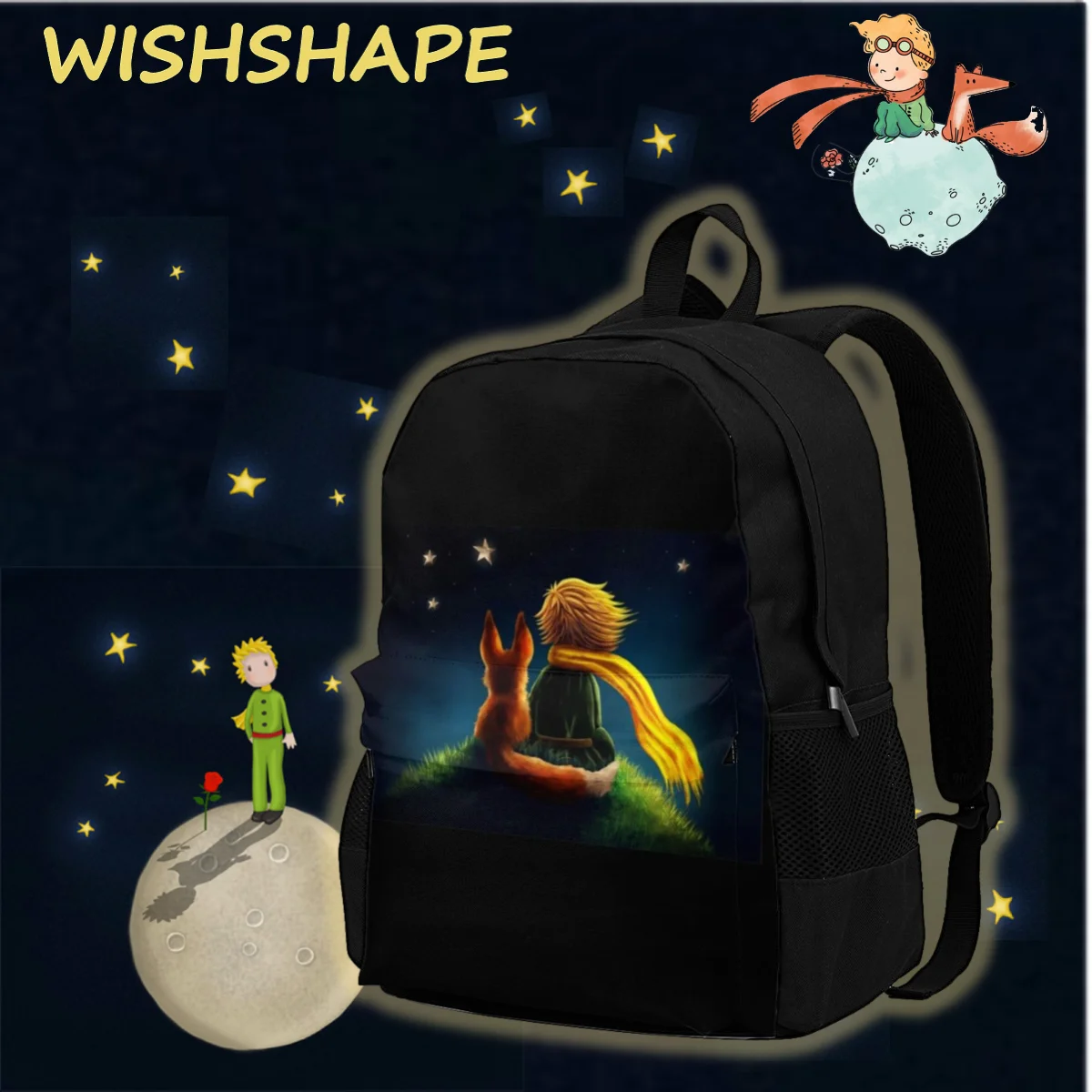 Мужской рюкзак из полиэстера The Little Prince мягкая подвеска в виде лисьих звезд для