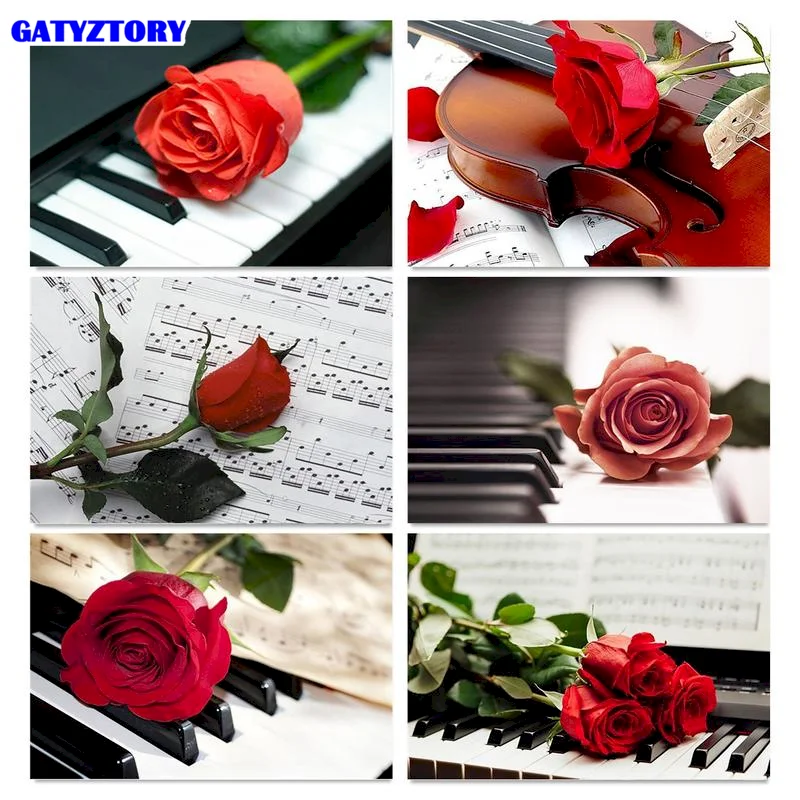 

GATYZTORY 5D DIY Diamond Embroidery Flowers Diamond Painting Rose Cross Stitch Kit Hobbies And Crafts Home Decorations