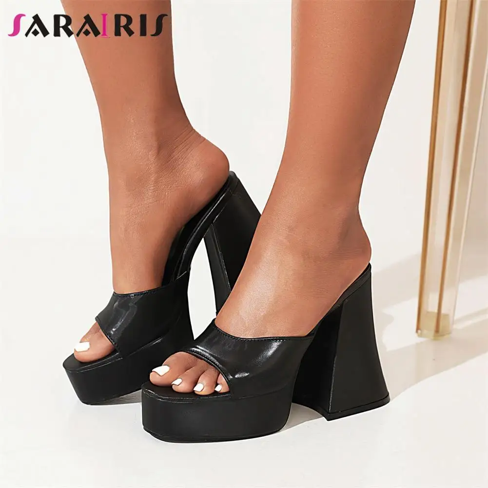 

SaraIris Female Mules Heels Slip-On Super High Heel Platform Summer Concise Casual New Arrivals Hot Woman Pumps Casual Style