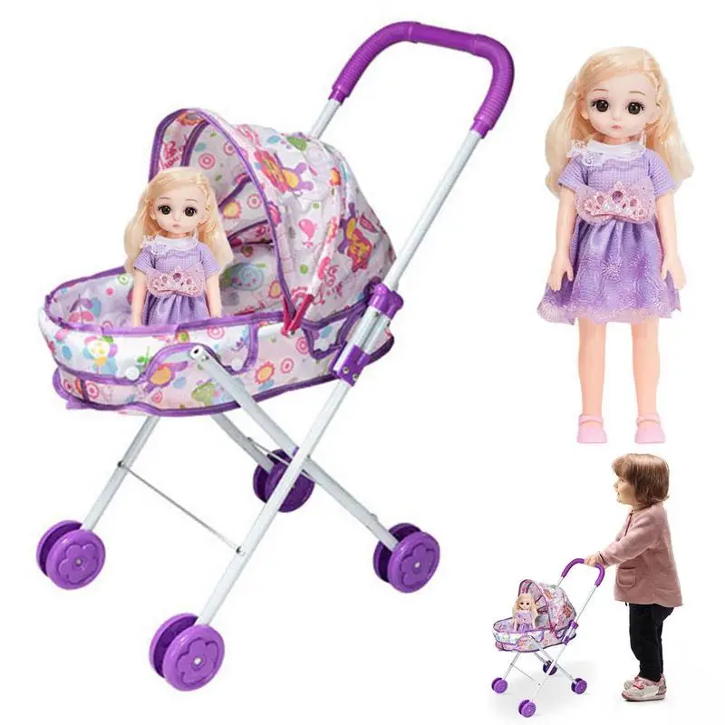 

Baby Doll with Stroller Foldable & Lightweight Baby Stroller with Dolls Baby Doll Accessories Birthday Gift for Boys and Girls